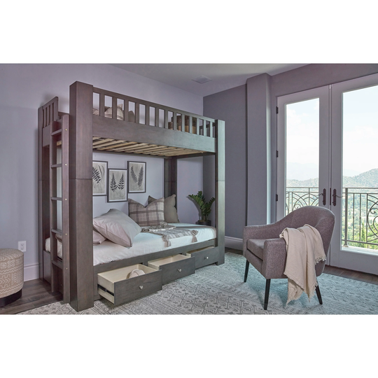 Taswell Dark Grey Twin Over Twin Bunk Bed