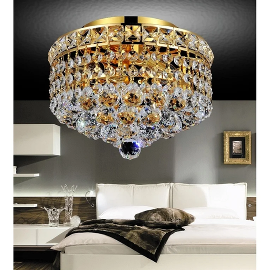 2 Light Flush Mount with Gold Finish