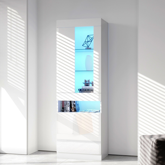 Side Storage Cabinet with LED Light and Sheflves