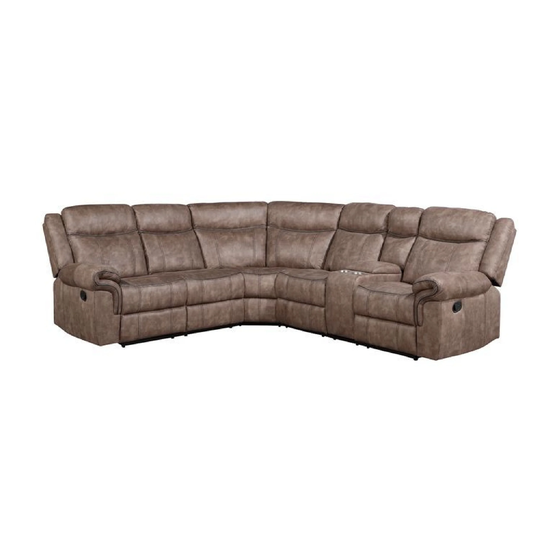 Sectional Sofa with Manual Reclining and USB Port, Taupe Brown