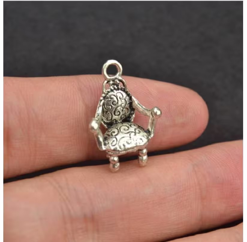 Throne Charms Chair Miniatures Alice Themed 3D Armchair Jewelry Supplies 20x14mm