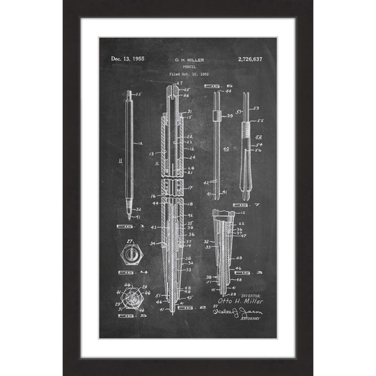Marmont Hill - Handmade Pencil 1955 Blueprint Framed Print