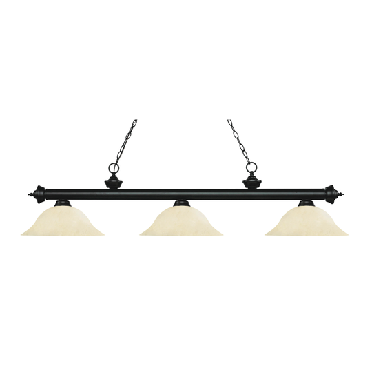 SB Avery Home Lighting Riviera Matte Black 3-light Island/ Billiard Golden Mottle-finished Light - Matte Black