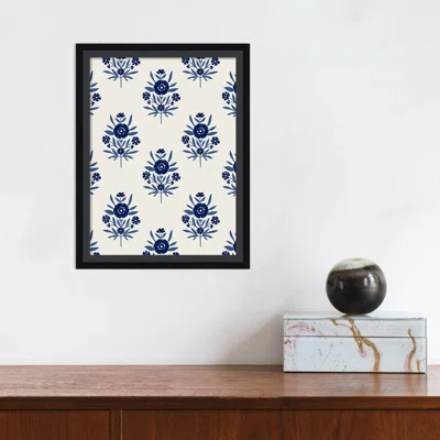 Anatolija Indigo Bloom Pattern II By Victoria Barnesframed Art Print