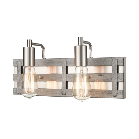 Brigantine 2-Light vanity light in Weathered Driftwood / Satin Nickel