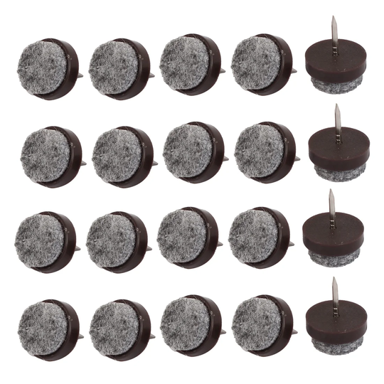 Table Legs Floor Protector Felt Furniture Feet Nails 17mm Dia 20pcs - Gray,Coffee Color - 0.83" x 0.67"(L*D)