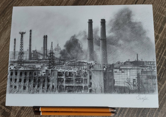 Azovstal, Ukraine, War, Custom Portrait From Photo, Personalized Gift, Realistic Drawing, Best Memorial Pet Portrait, Graphite