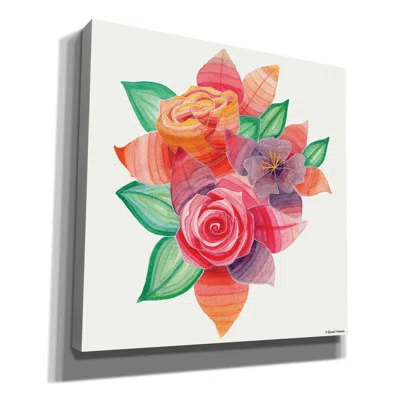 Striped Vibrant Florals by Rachel Nieman - Wrapped Canvas Painting