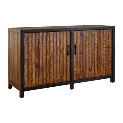 Urban Frontier 57-Inch Pine & Iron Sideboard Server W/ Hidden Drawers