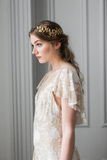 Alena Wrap Headpiece, Gold Crown, Bridal Boho Hair Vine, Halo Crown #240