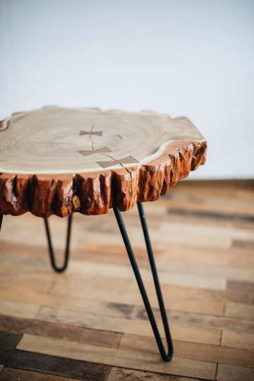 Round Coffee Table, Wood Side Live Edge End Modern Living Room Table, Slab Furniture