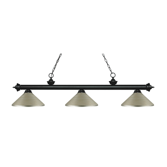 Avery Home Lighting Riviera Matte Black 3-light Island/Billiard Antique Silver-finished Light - Matte Black