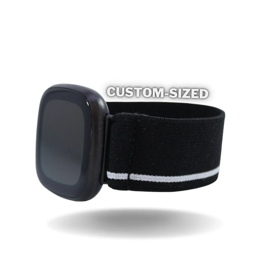 Elastic Fitbit Versa Watch Band || Fits 3 & Sense Models Black White Racing Stripe