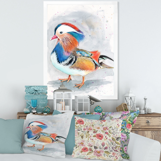 Designart 'Colorful Mandarin Duck' Traditional Framed Art Print