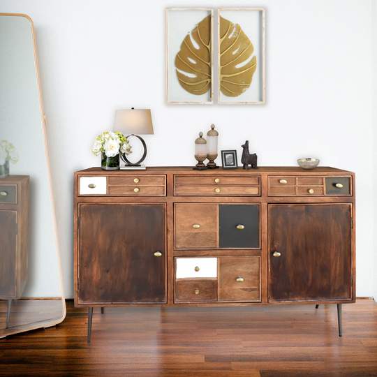 Inca Mango Wood Sideboard with 5 Drawers and 2 Doors