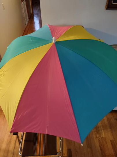 Vintage Lawn Chair Umbrella - Colorful Nylon 41" D Sand Outdoor Made in Taiwan 1970S Beach Sun