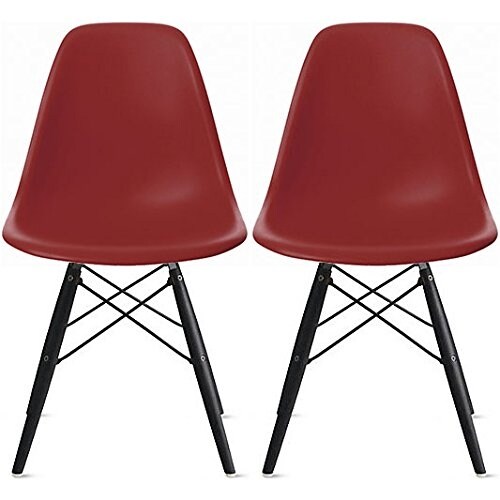 2xhome - Set of 2, Pink Plastic Chair Silver Wire Base Dining