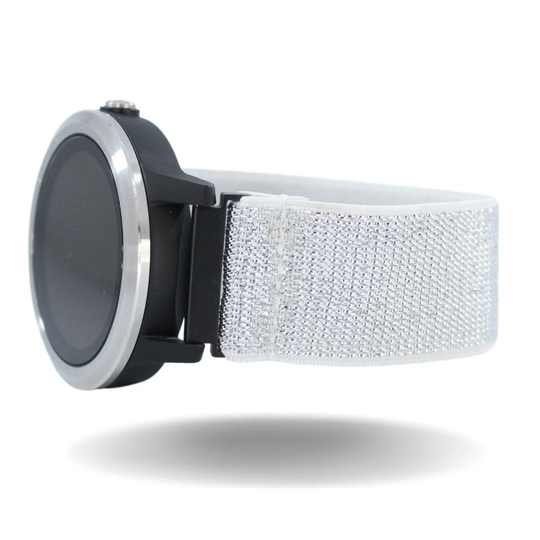 Elastic Watch Band For Garmin Vivoactive 3 & Music - Fits Vivo Active White Glitter Sparkle Boho Comes With 20mm Adapters