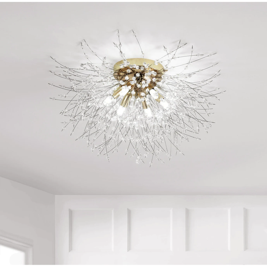 Modern Romantic Crystal Dandelion Deisgn Flush Mount Light Fixture