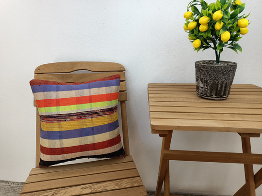 Multicolor Pillow, Striped Sofa Corner Bedroom Couch Vintage Kilim Entry 14-14Vt140