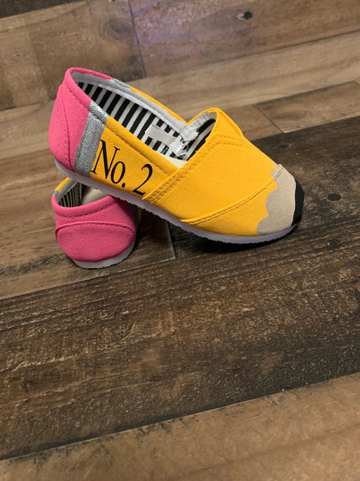 Hand Painted Pencil Shoes Child & Adult Sizes Available