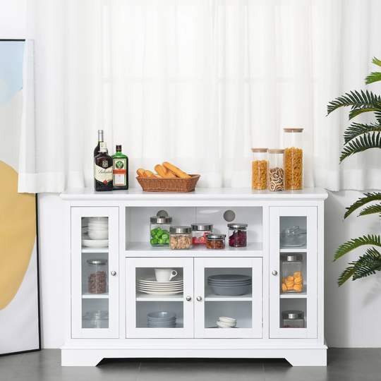 HOMCOM Transitional Sideboard Cabinet with Glass Doors