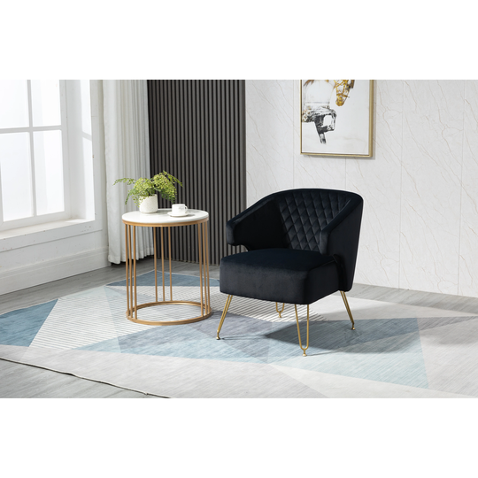 Accent Chair Comfortable Velvet Padded Seat Arm Chairs with Metal Legs