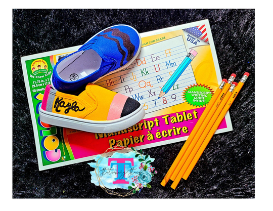Back To School Pencil & Crayon Shoes For Toddlers & Youths