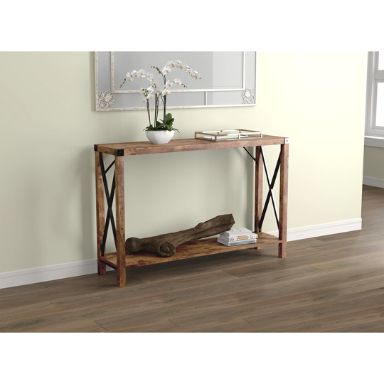 Entryway Table/Console Table-46"Long/Brown Reclaimed Wood with 1 Shelf - 46" x 11.5" x 30 "