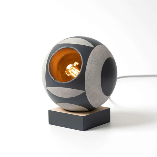 Concrete Globe Table Lamp, Special Lamp Collection "Yok", Designer Bedside Scandinavian Design, Accessories