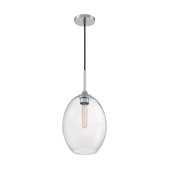 Aria 1-Light Medium Pendant Fixture - Polished Nickel Finish with Clear Seeded Glass - Polished Nickel - Polished Nickel
