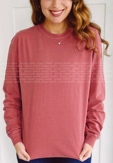 Comfort Colors Long Sleeve Tee, Blank Colors, Crimson Sleeve, Comfy Winter Shirt, Brick T-Shirt, Monogram Project