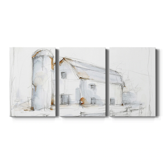 Barnyard Pencil Sketch II- Premium Gallery Wrapped Canvas - Ready to Hang