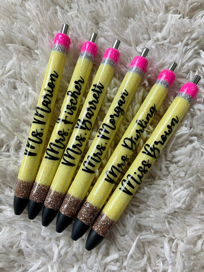 Teacher Pen| Pencil Refillable Epoxy Glitter