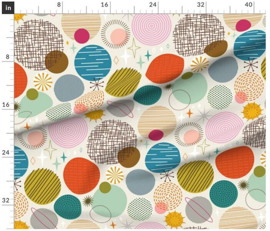 Time Traveling Through Space Fabric By The Yard | Outer Planets Retro