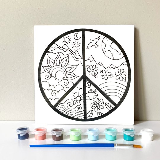 Love & Peace Decor, At Home Pottery Painting Kit, Ready To Paint Ceramic, Party Favors, Craft Supply, Date Night Art Clay Kit