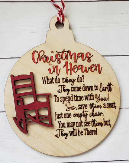 Remembrance, Christmas Rocking Chair, Memorial Ornament, in Heaven Red Chair Bereavement Gift, Ornament