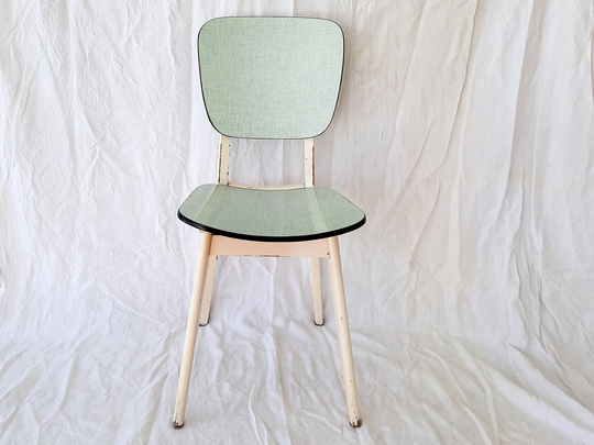 Rare French Bistro Chair Vintage Wood & Formica Green, Collectible