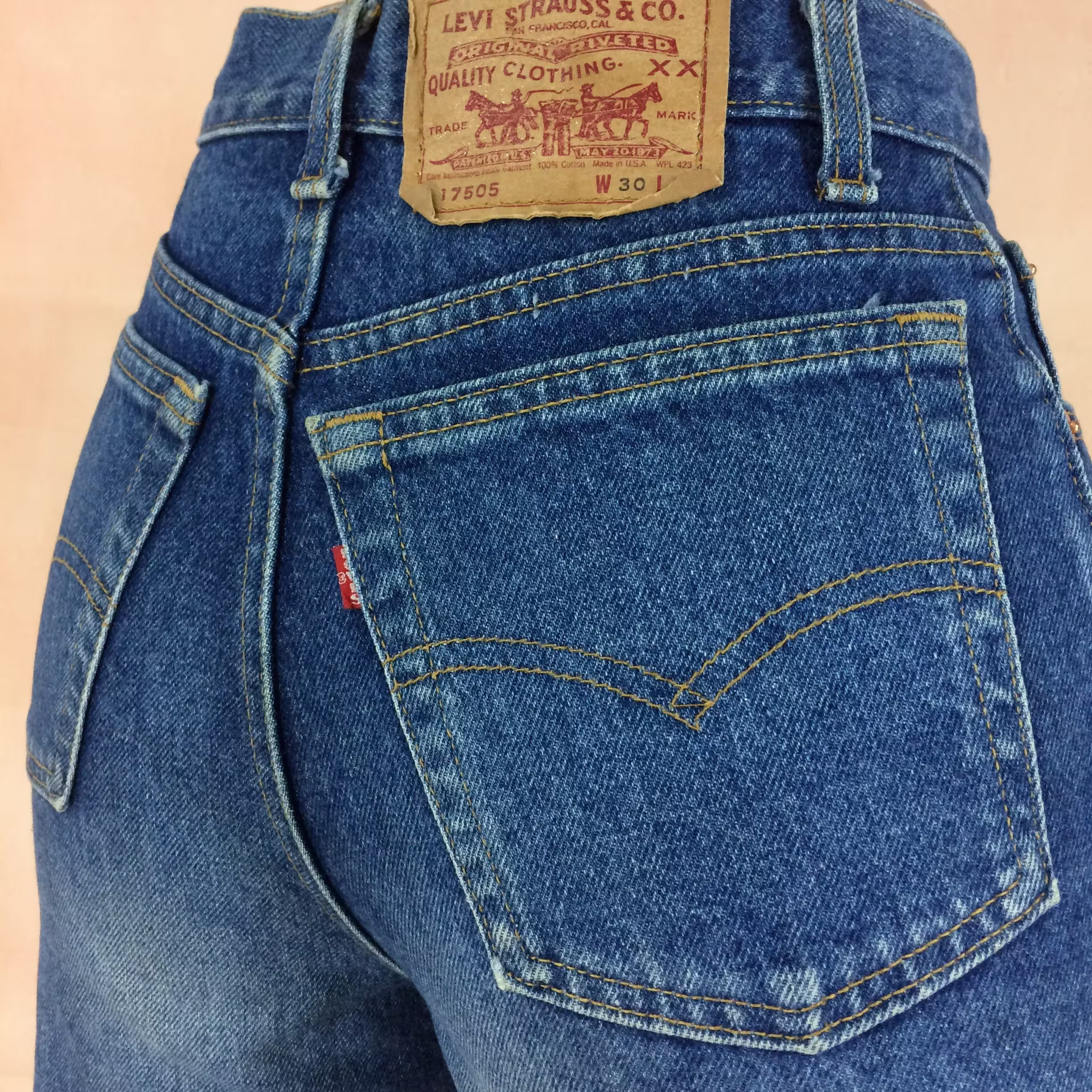 Sz 25 Vintage Levi's 505 Tiny Waist Jeans W25 L30 High Waisted Slim Fit Dark Wash Petite Size Tapered Leg Made in Usa