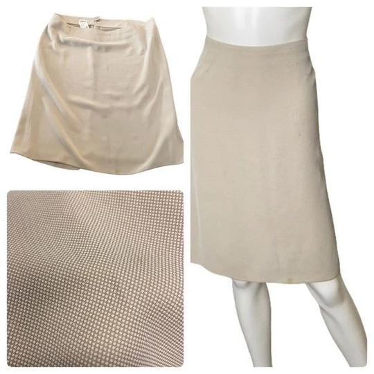 Armani Collezioni Skirt Size 12 Cream Beige Pencil Skirt, Suit Knee Length Vintage Early Y2K