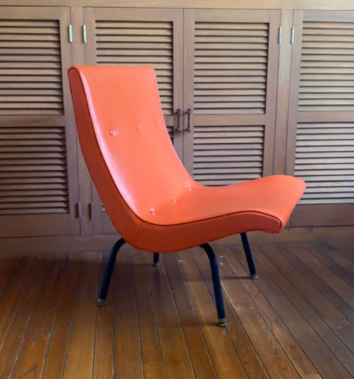Mcm Carter Brothers C Lounger Scoop Swivel Chair - Mid Century Modern Iconic Orange
