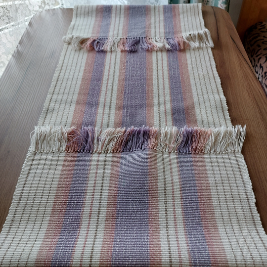 Vintage Woven Hick Cotton Short Table Runner, Topper, Dressing, Scandinavian Kitchen Warming, Used Textile | E1