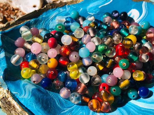 Supply 50Grams Colorful Mix Color Glass Round Beads -Small -Glass . {H1-1685#002626}