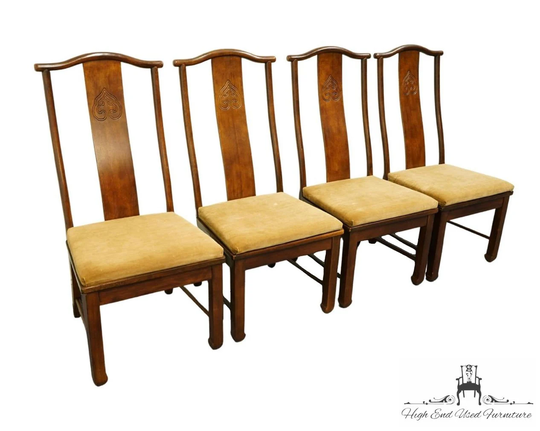 Set Of 4 Bernhardt Furniture Asian Chinoiserie Dining Side Chairs