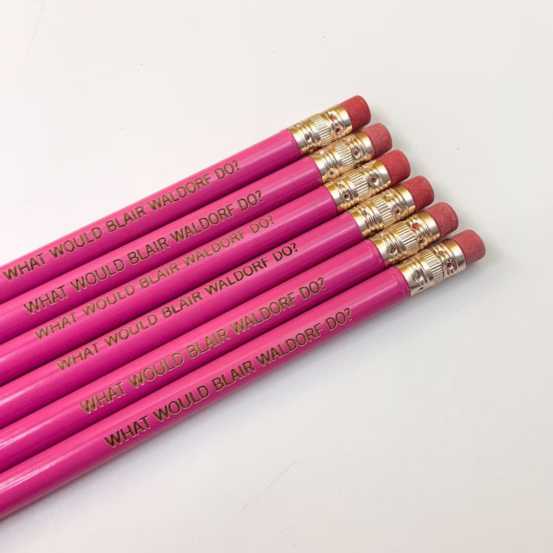 What Would Blair Waldorf Do Engraved Pencils in Pink. Back To School Supplies. Stocking Stuffers