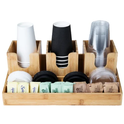 Bamboo Breakroom Organizer 6 Compartments