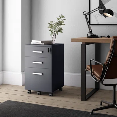 Galia Lazio Hanging File Cabinet W/ 3 Lockable Drawers & Wheels