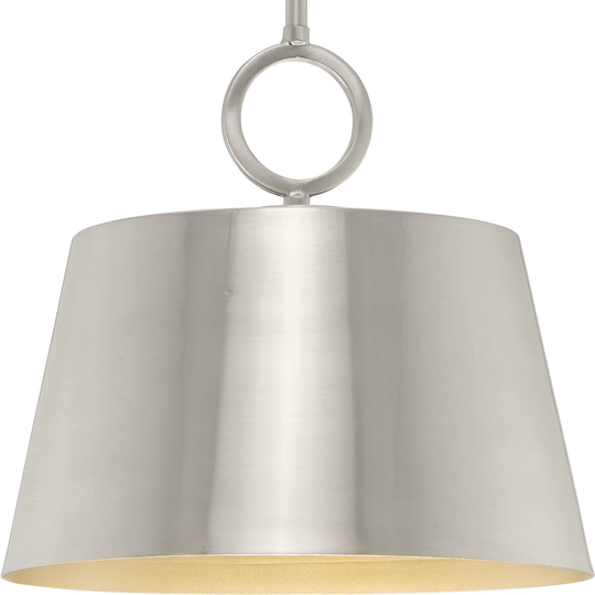 Parkhurst Collection One-Light New Traditional Brushed Nickel Metal Glass Pendant Light - 12.37 in x 12.37 in x 11.87 in