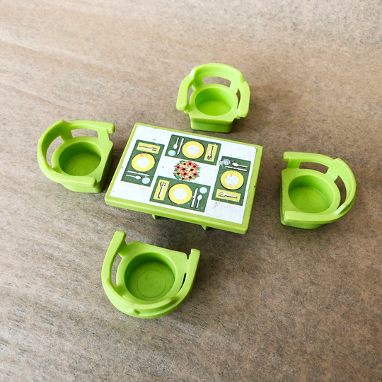 Fisher Price Table & 4 Chairs, Green, Floral Litho