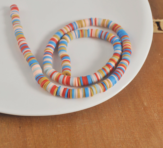6mm Vinyl Heishi Beads, Mixed Color Polymer Clay Beads, African Polymer Clay Diy Making Jewelry Bead, Length 40cm6-34#